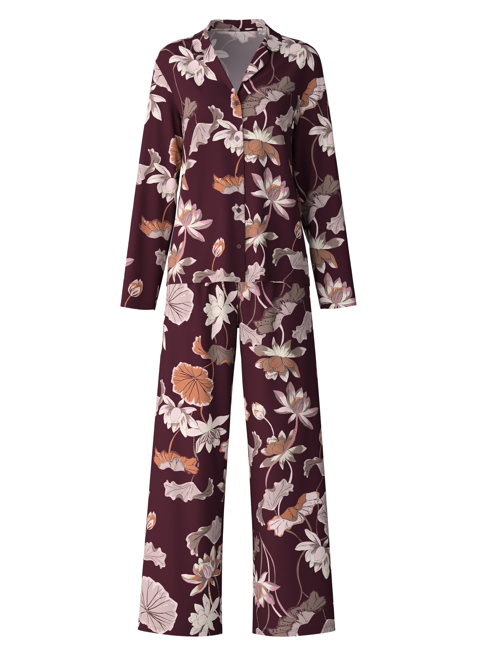 Women - Button-Up Pyjama made of 100% Cotton in Red, Floral, from the Season Special series by CALIDA