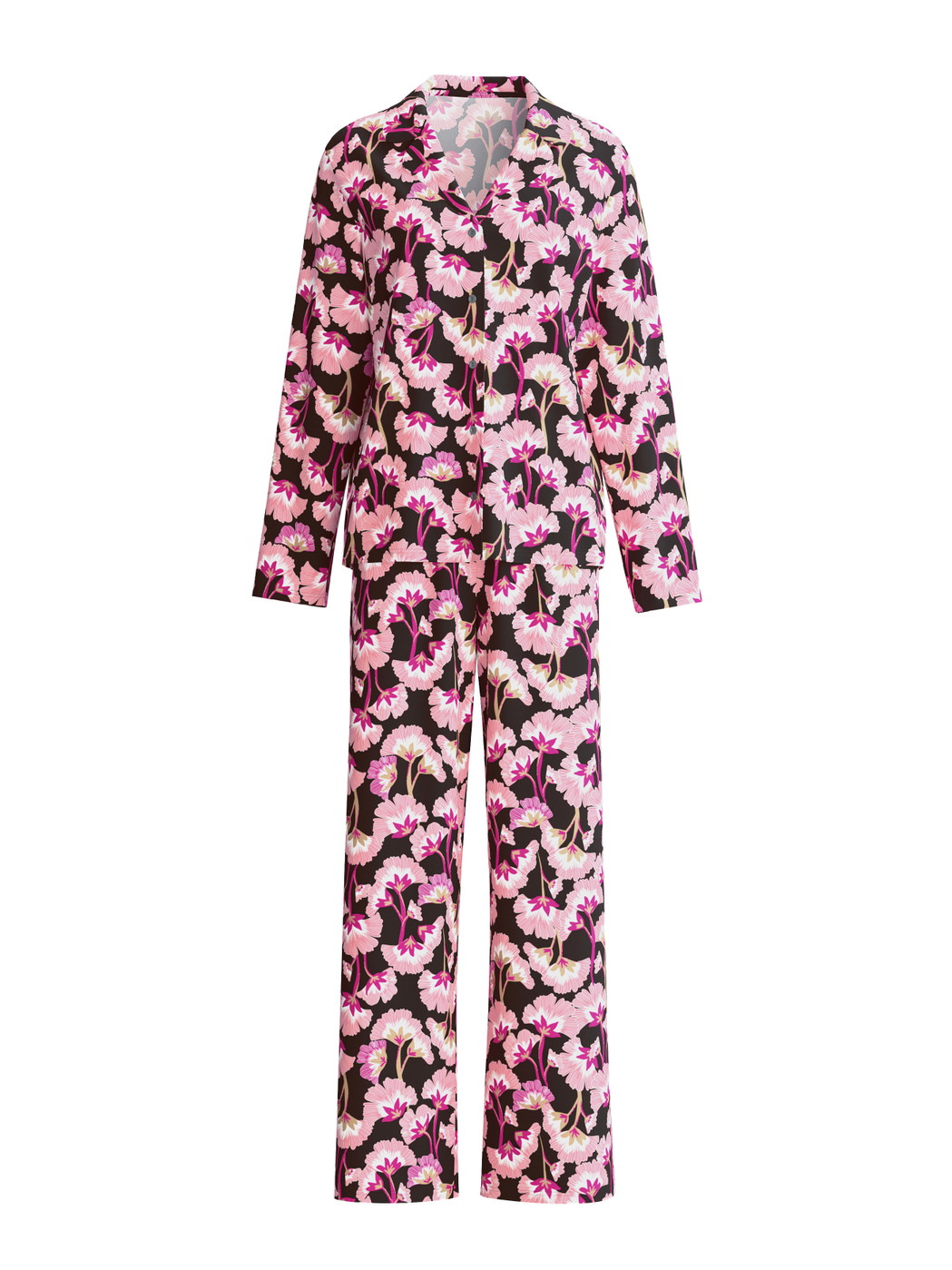 Femme - Pyjama à boutons en 100% coton de couleur Rose, Floral, de la série Autumn Dreams de CALIDA
