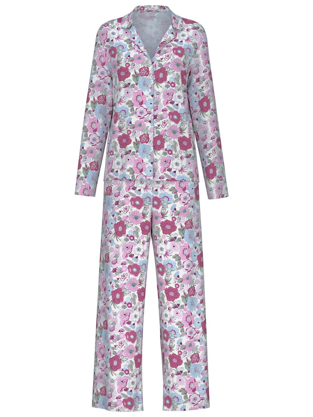 Women - Button-Up Pyjama made of 100% Cotton in Purple, Floral, from the Spring Flower Dreams series by CALIDA