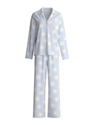 Femme - Pyjama à boutons en 100% coton de couleur Bleu, À motifs, de la série EDITION 85 de CALIDA