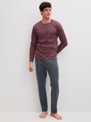 Men model is wearing Pyjamas, long made of 100% Cotton in Red, Striped from the Relax Streamline 4 series by CALIDA, Front view