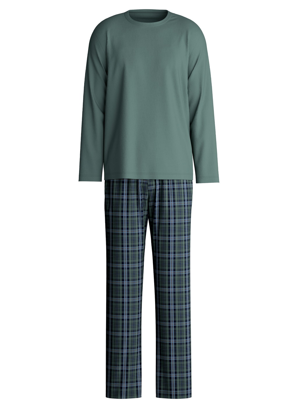 Uomo - Pigiami, lunghi in 100% cotone di colore Verde, A scacchi, della serie Relax Streamline 3 di CALIDA