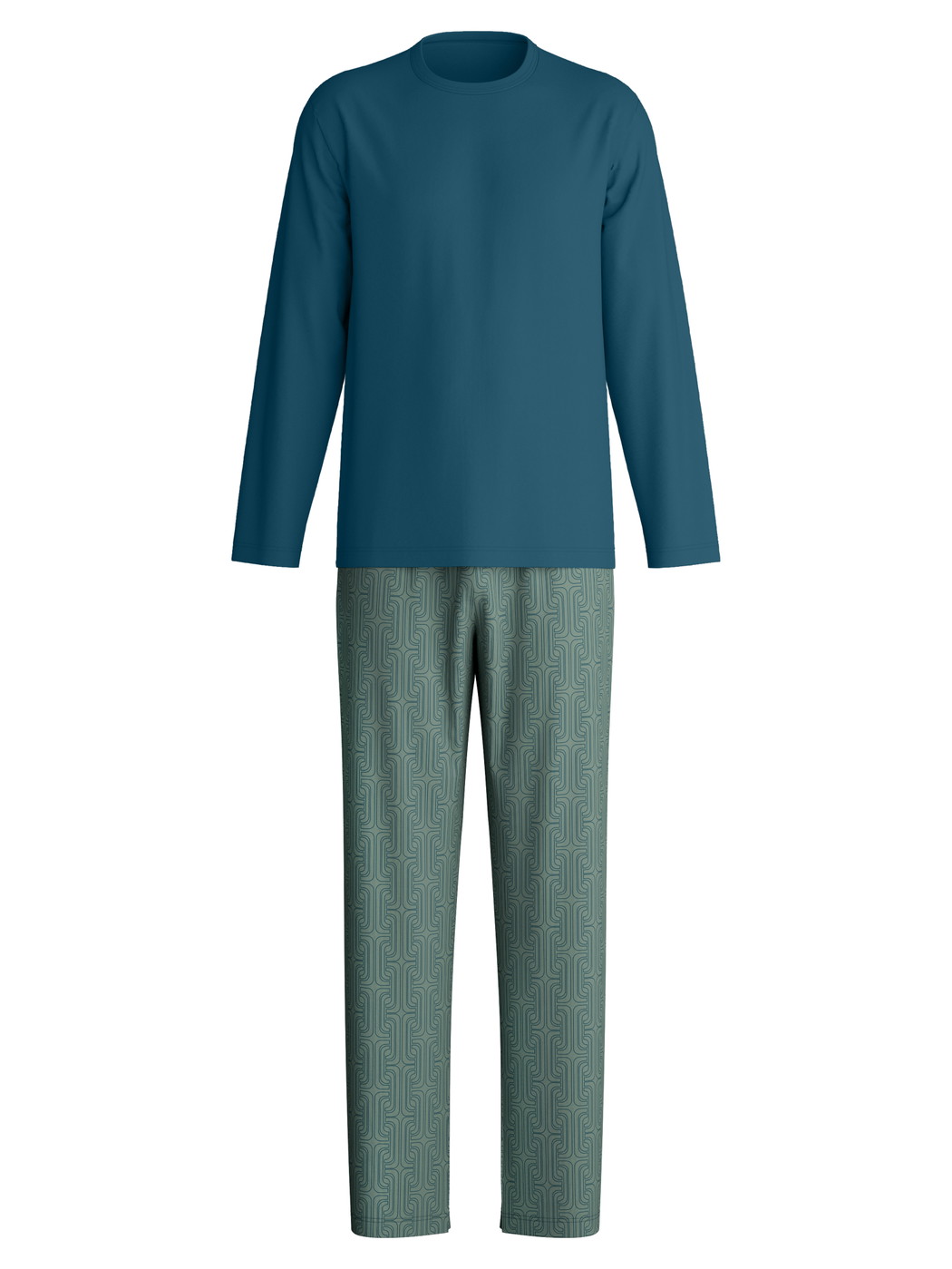 Homme - Pyjama, longue en 100% coton de couleur Turquoise, À motifs, de la série Relax Streamline 1 de CALIDA