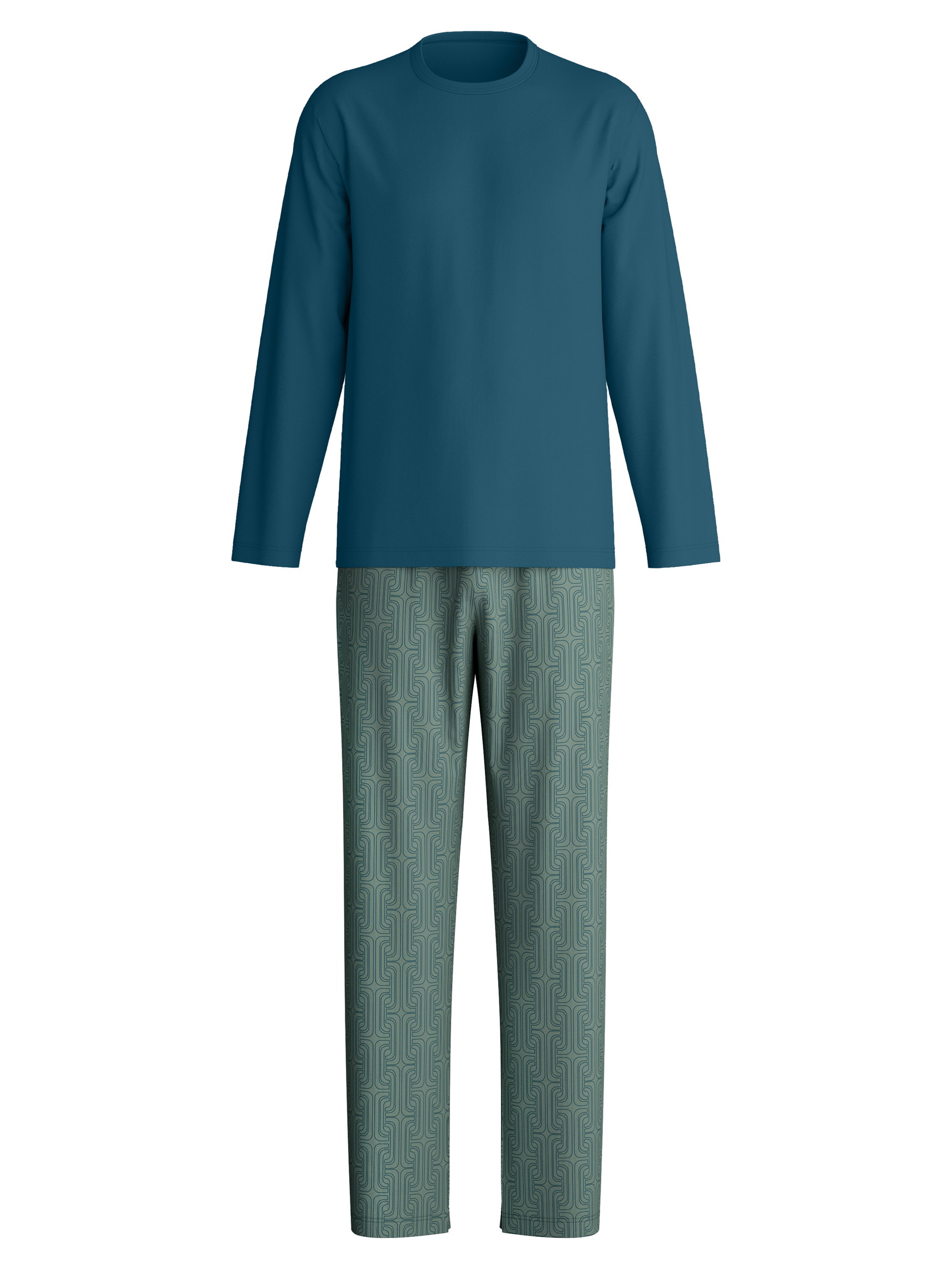 Herren - Pyjama, lang aus 100% Baumwolle in Türkis, Gemustert aus Serie Relax Streamline 1 von CALIDA