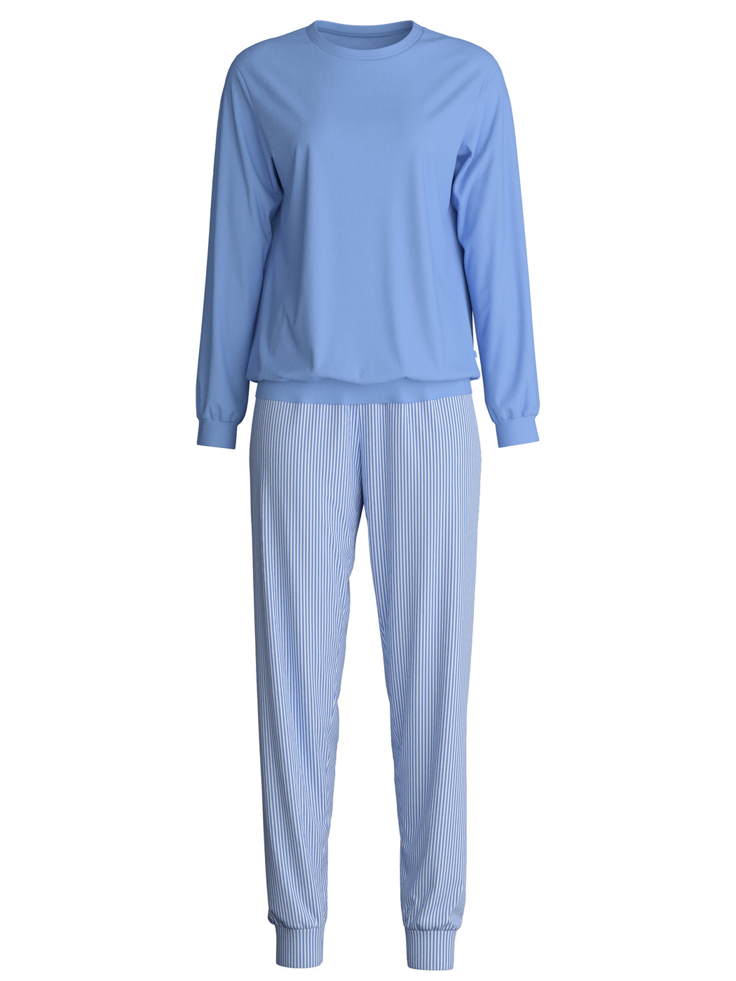 Donna - Pigiama con polsini in 100% cotone di colore Blu, Modello, della serie Lovely Nights di CALIDA
