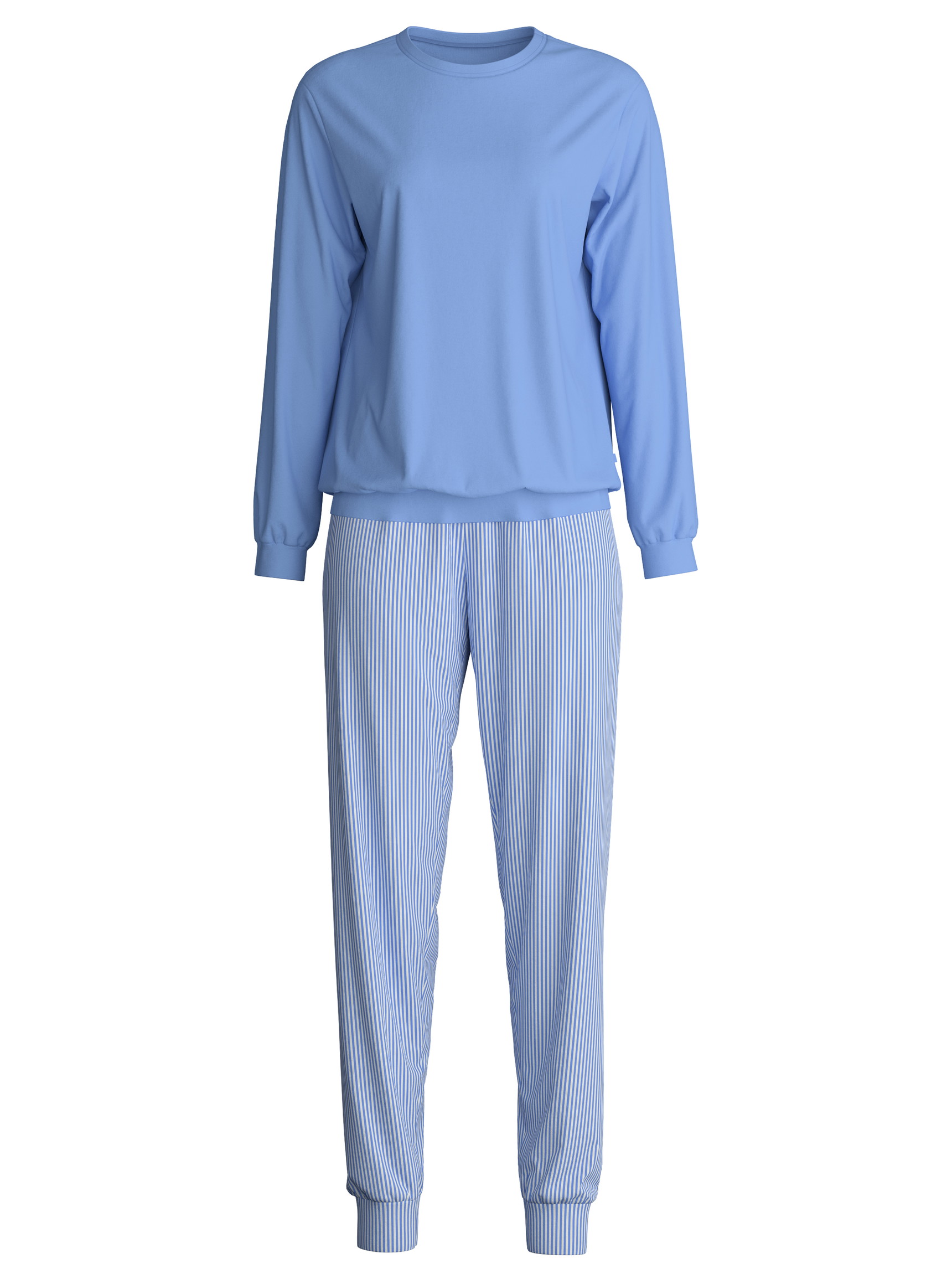 Femme - Pyjama avec bords élastiques en 100% coton de couleur Bleu, À motifs, de la série Lovely Nights de CALIDA