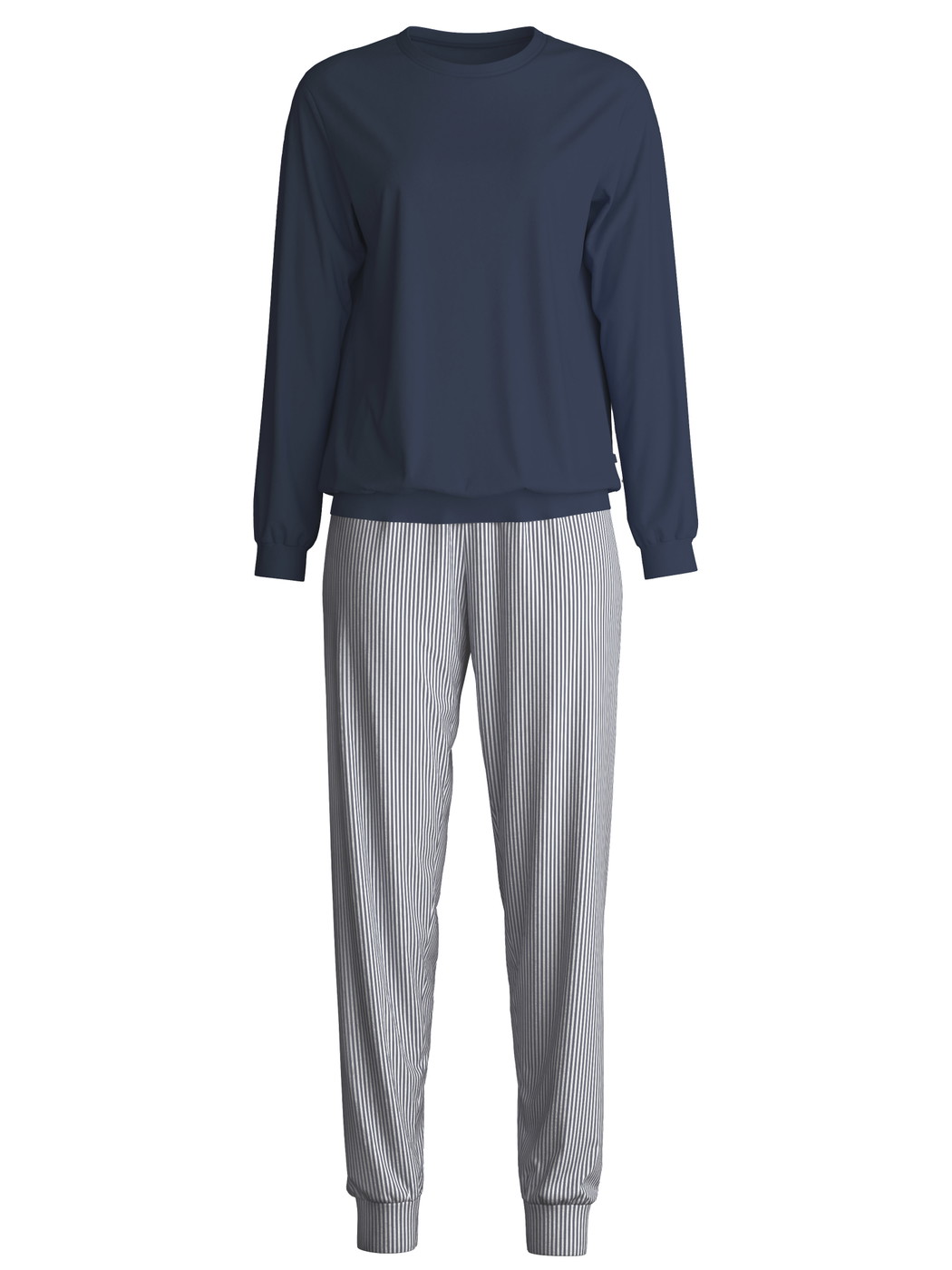 Women - Pyjama with cuff made of 100% Cotton in Blue, Patterned, from the Cotton Special series by CALIDA