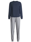 Women - Pyjama with cuff made of 100% Cotton in Blue, Patterned, from the Cotton Special series by CALIDA