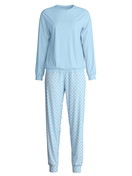 Women - Pyjama with cuff made of 100% Cotton in Blue, Patterned, from the Lovely Nights series by CALIDA