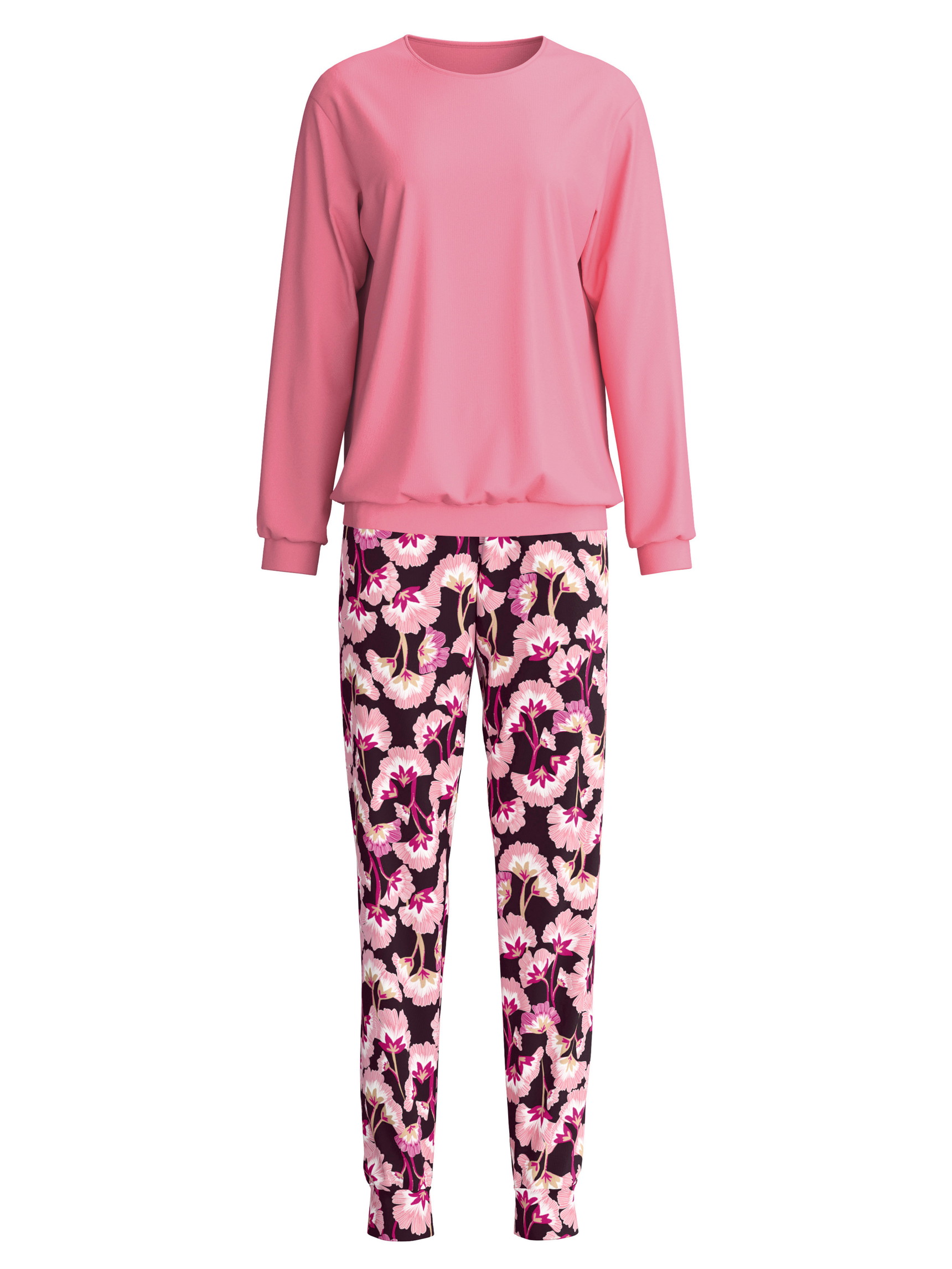 Donna - Pigiama con polsini in 100% cotone di colore Rosa, Floreale, della serie Autumn Dreams di CALIDA