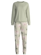 Damen - Bündchen-Pyjama aus 100% Baumwolle in Grün, Floral aus Serie Leaf Dreams von CALIDA