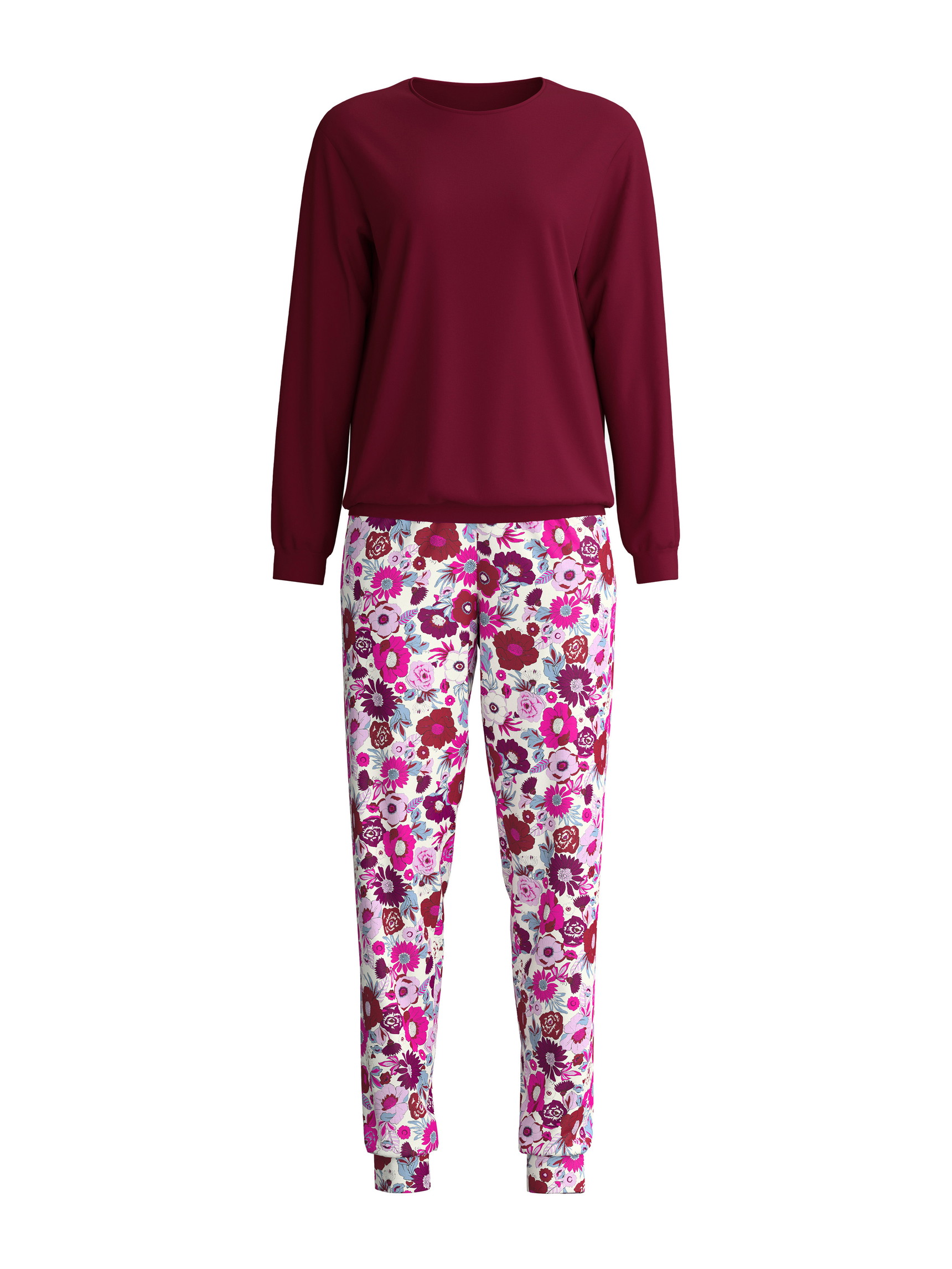 Donna - Pigiama con polsini in Swiss+Cotton di colore Rosso, Floreale, della serie Season Special di CALIDA