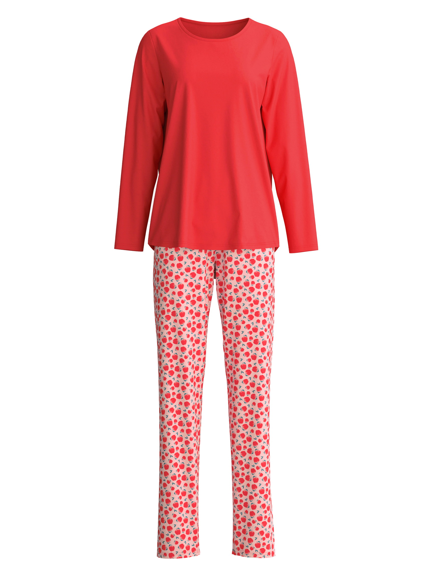 Femme - Pyjama, longue en 100% coton de couleur Rouge, À motifs, de la série Fruity Dreams de CALIDA
