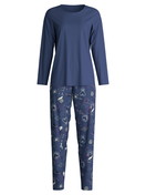 Damen - Pyjama, lang aus 100% Baumwolle in Blau, Gemustert aus Serie Mystic Nights von CALIDA