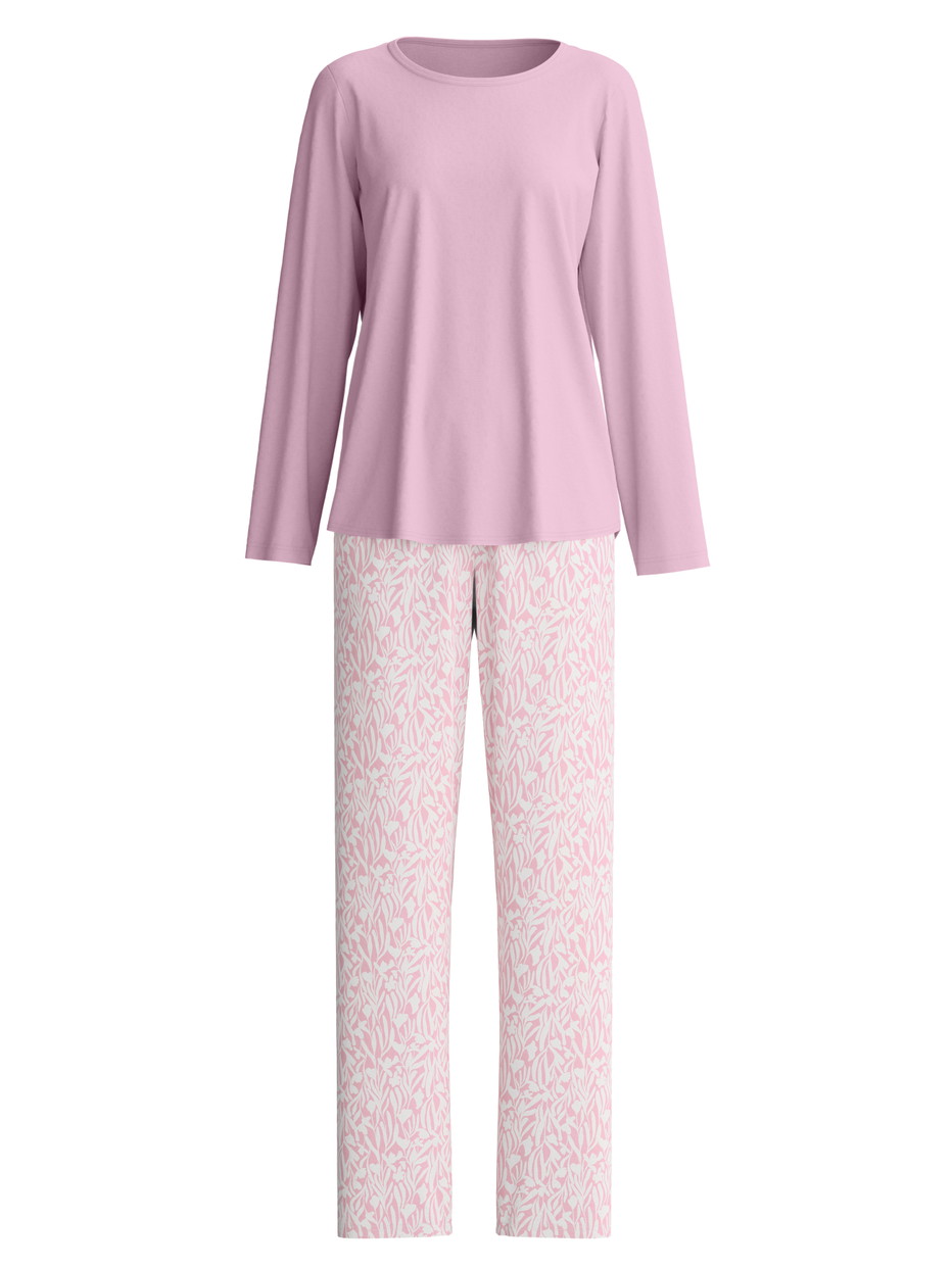 Femme - Pyjama, longue en 100% coton de couleur Violet, À motifs, de la série Blooming Nights de CALIDA