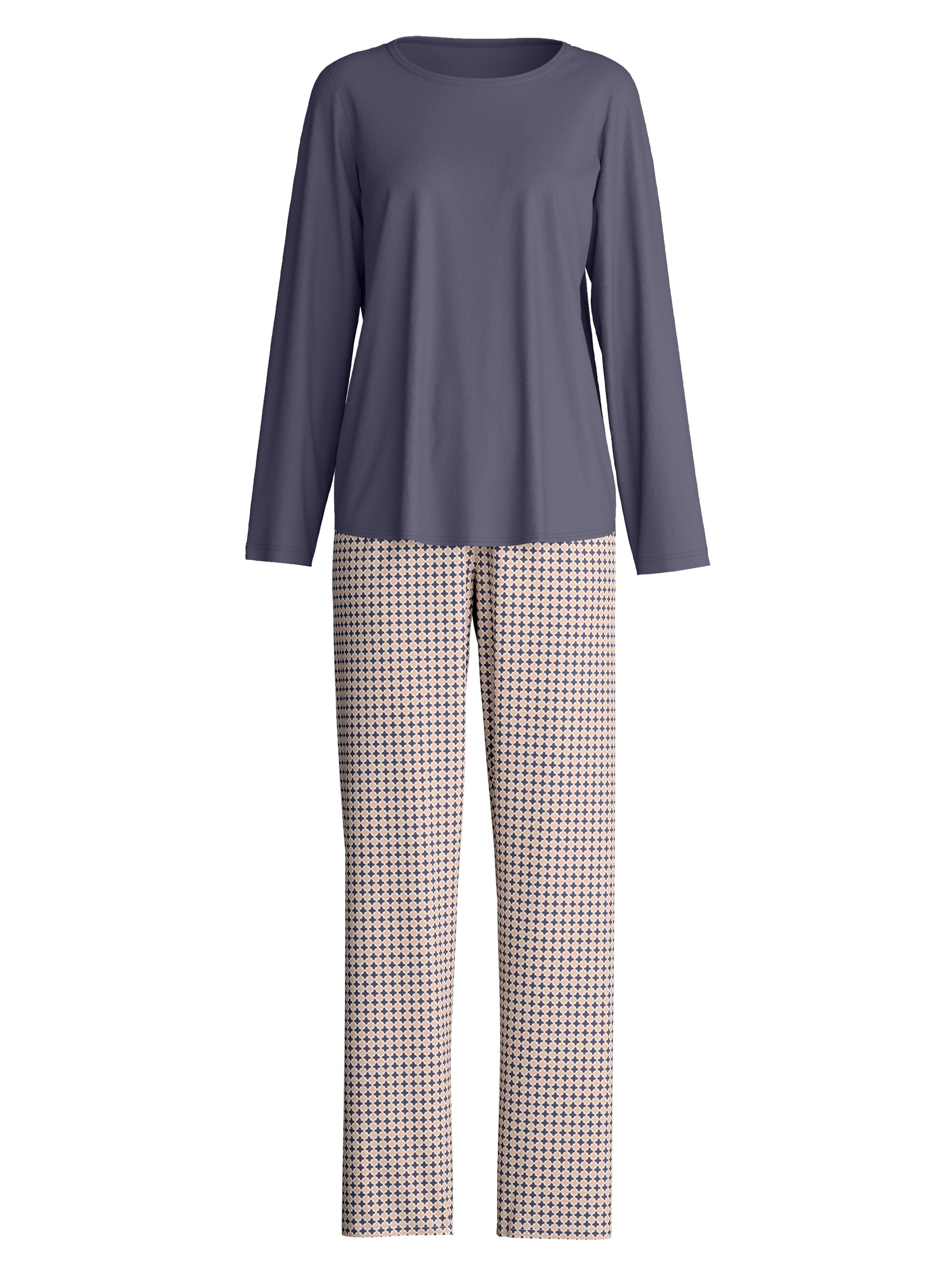 Women - Pyjamas, long made of 100% Cotton in Blue, Patterned, from the Graphic Nights series by CALIDA