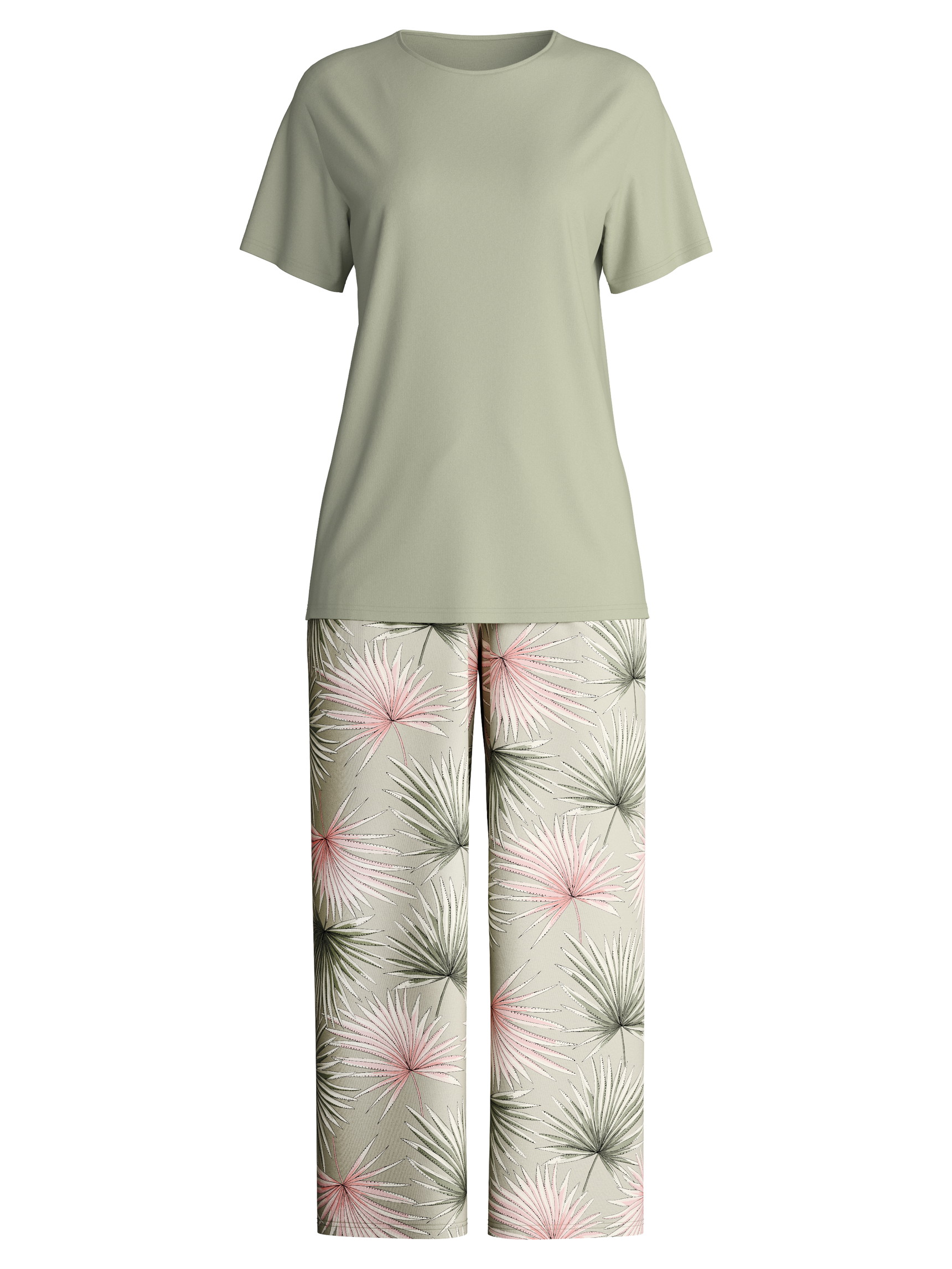 Damen - 7/8-Pyjama aus 100% Baumwolle in Grün, Floral aus Serie Leaf Dreams von CALIDA