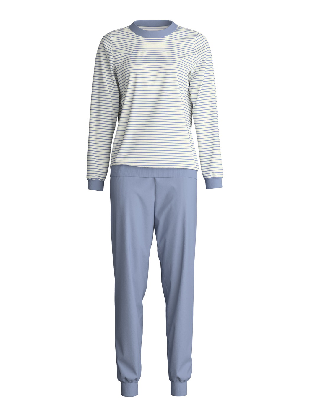 Women - Pyjama with cuff made of 100% Cotton in Blue, Striped, from the Cotton Special series by CALIDA