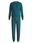 Men - Pyjama with cuff made of 100% Cotton in Turquoise, Patterned, from the Relax Streamline 3 series by CALIDA