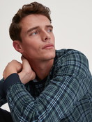 Men model is wearing Pyjama with cuff made of 100% Cotton in Green, Checked from the Relax Streamline 3 series by CALIDA, Additional Image