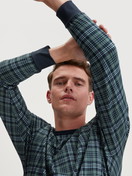 Men model is wearing Pyjama with cuff made of 100% Cotton in Green, Checked from the Relax Streamline 3 series by CALIDA, Additional Image