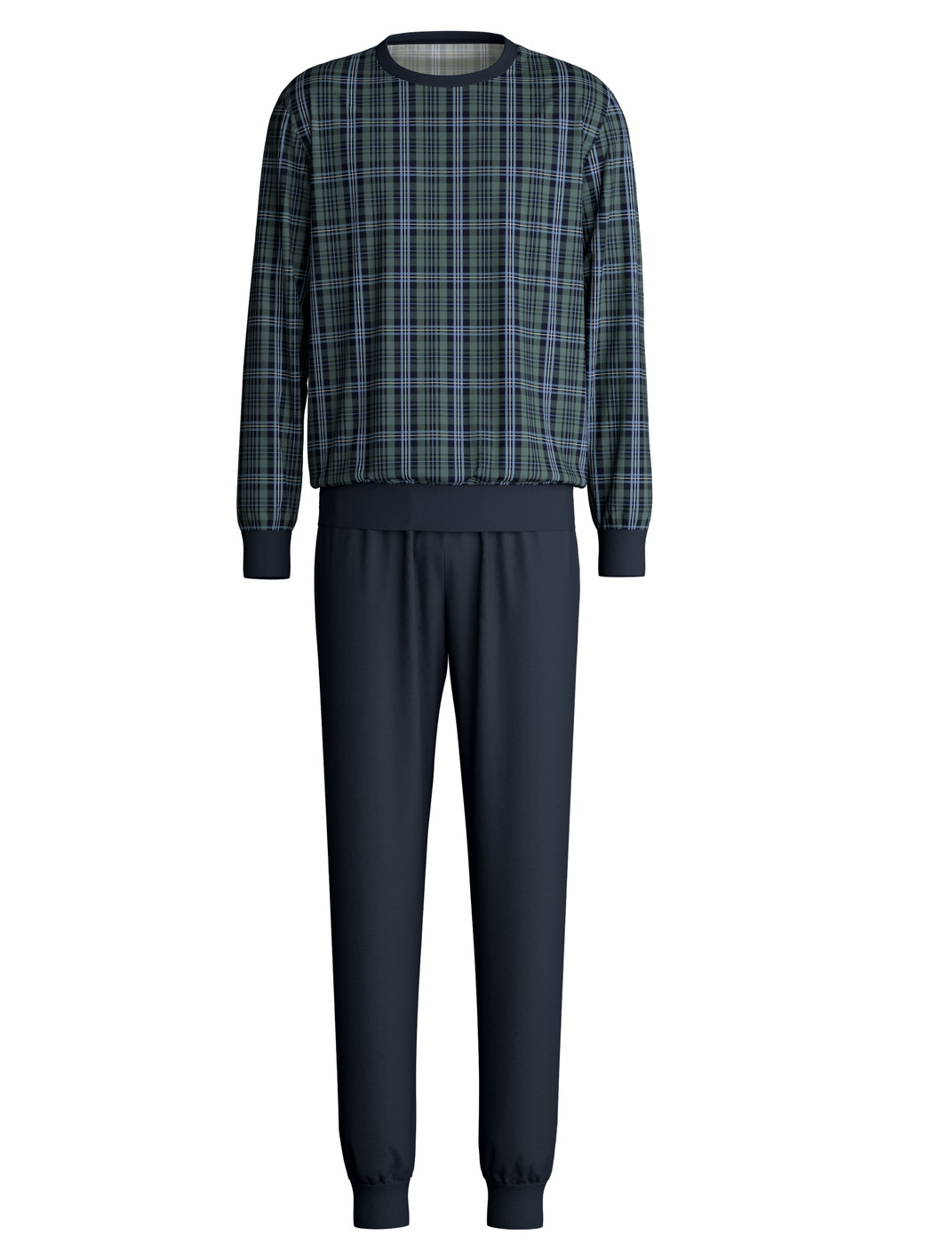Men - Pyjama with cuff made of 100% Cotton in Green, Checked, from the Relax Streamline 3 series by CALIDA