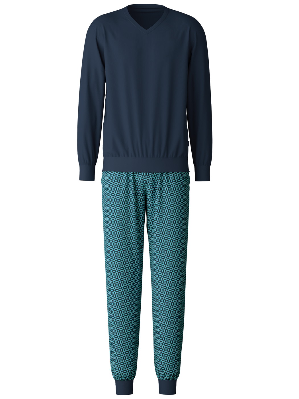 Homme - Pyjama avec bords élastiques en 100% coton de couleur Turquoise, À motifs, de la série Relax Streamline 1 de CALIDA