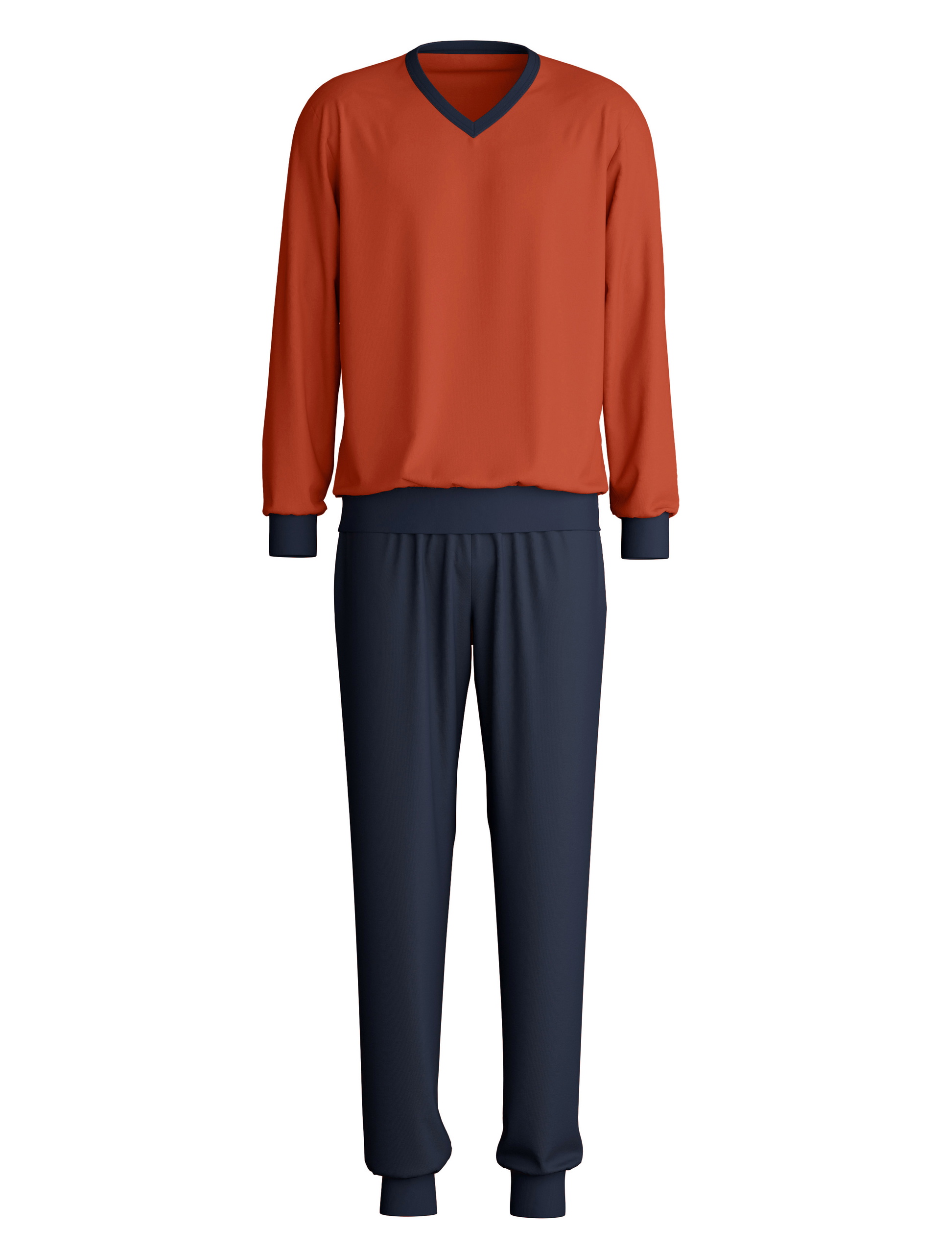 Herren - Bündchen-Pyjama aus 100% Baumwolle in Rot, Gestreift aus Serie Nightwear Xtra von CALIDA