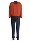 Men - Pyjama with cuff made of 100% Cotton in Red, Striped, from the Nightwear Xtra series by CALIDA