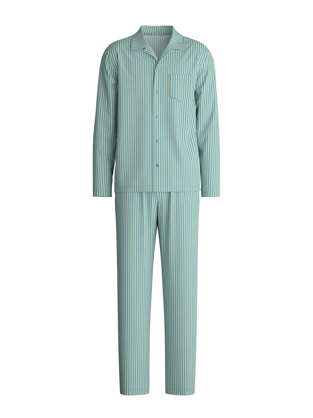 Uomo - Pigiama con bottoni in 100% cotone di colore Verde, A righe, della serie Nightwear Xtra di CALIDA