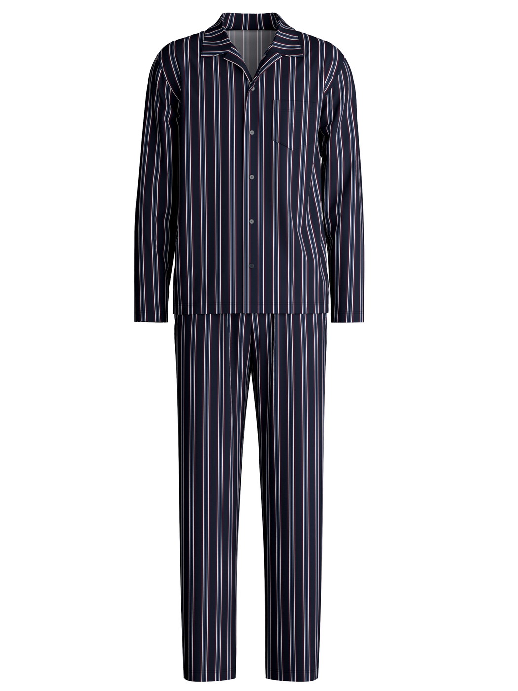 Uomo - Pigiama con bottoni in 100% cotone di colore Blu, A righe, della serie Relax Streamline 4 di CALIDA