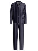 Uomo - Pigiama con bottoni in 100% cotone di colore Blu, A righe, della serie Relax Streamline 4 di CALIDA