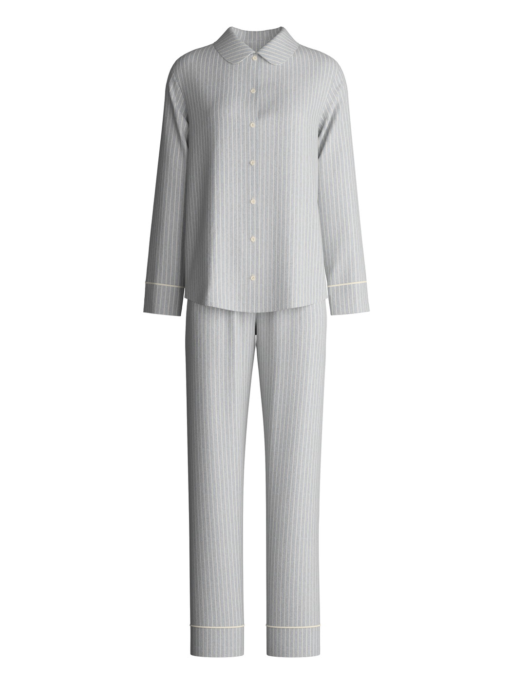 Women - Flannel pyjamas, buttoned made of 100% Cotton in Blue, Unicoloured, from the Flannel Dreams series by CALIDA