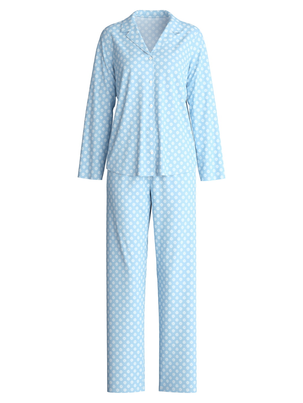 Women - Pyjama buttoned made of 100% Cotton in Blue, Patterned, from the Lovely Nights series by CALIDA