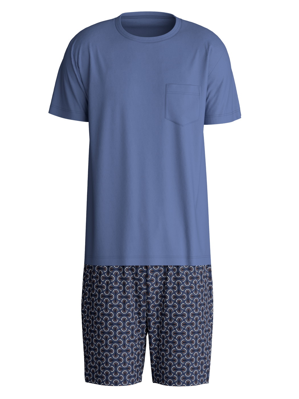 Homme - Pyjama court en 100% coton de couleur Bleu, À motifs, de la série Relax Imprint 1 de CALIDA