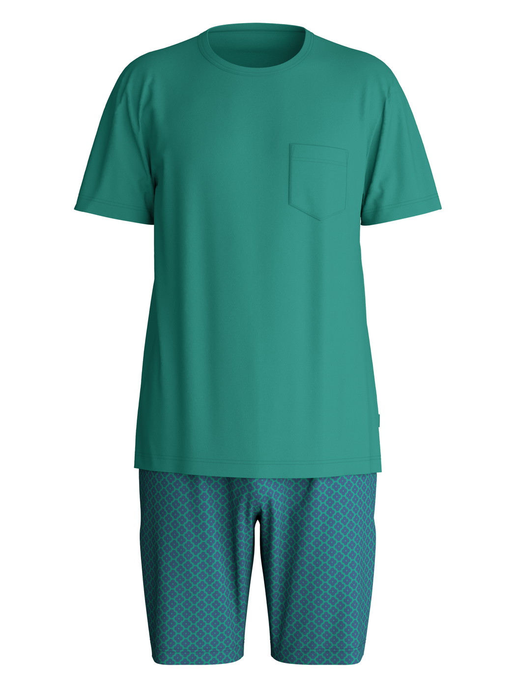 Homme - Pyjama court en 100% coton de couleur Vert, À motifs, de la série Relax Imprint 3 de CALIDA