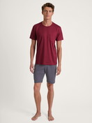 Men model is wearing Short pyjama made of 100% Cotton in Red, Patterned from the Relax Imprint series by CALIDA, Front view