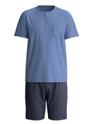 Herren - Kurz-Pyjama aus 100% Baumwolle in Blau, Gemustert aus Serie Relax Imprint 1 von CALIDA