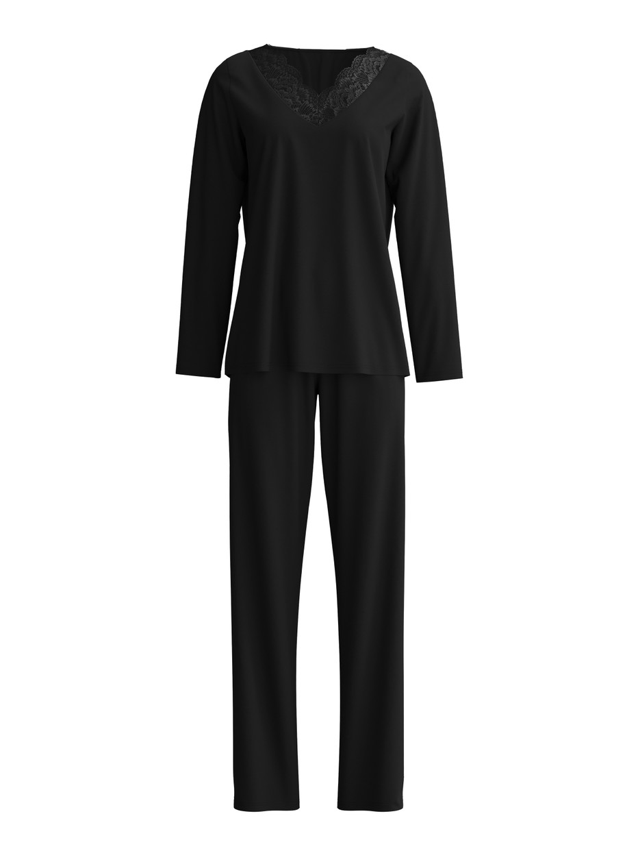 Damen - Pyjama, lang aus Modal in Schwarz, Spitze aus Serie Elegant Dreams von CALIDA