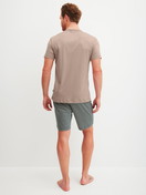 Men model is wearing short pyjamas made of 100% Cotton in Blue, Patterned from the Relax Choice 1 series by CALIDA, Back view