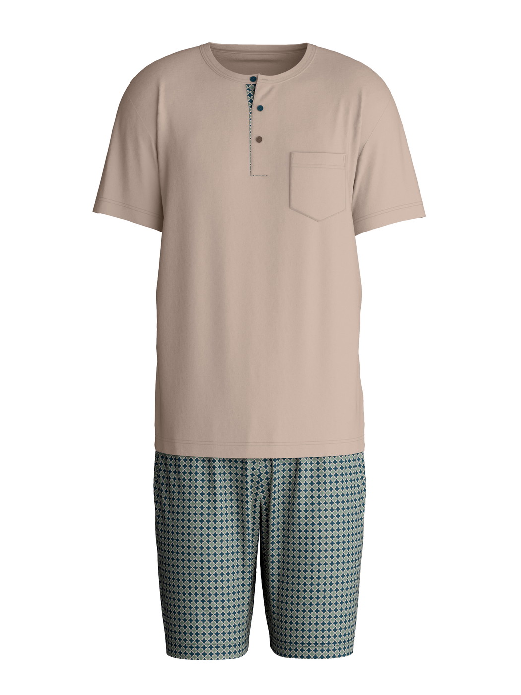 Men - short pyjamas made of 100% Cotton in Blue, Patterned, from the Relax Choice 1 series by CALIDA