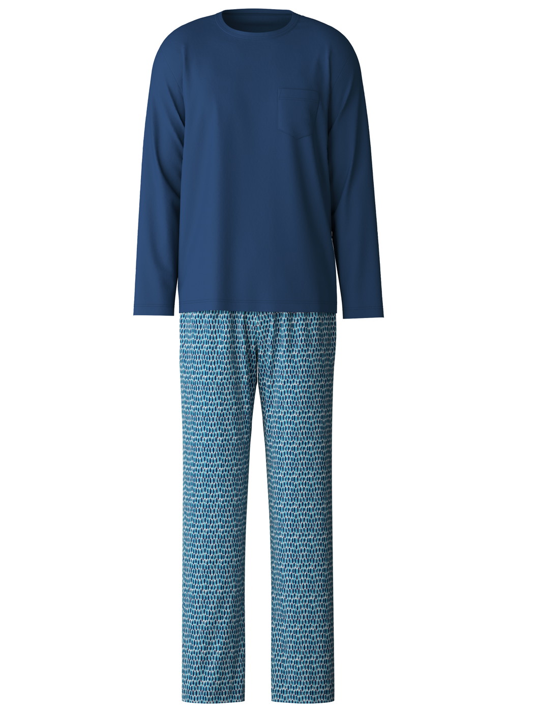 Uomo - Pigiami, lunghi in 100% cotone di colore Blu, Modello, della serie Relax Imprint 1 di CALIDA