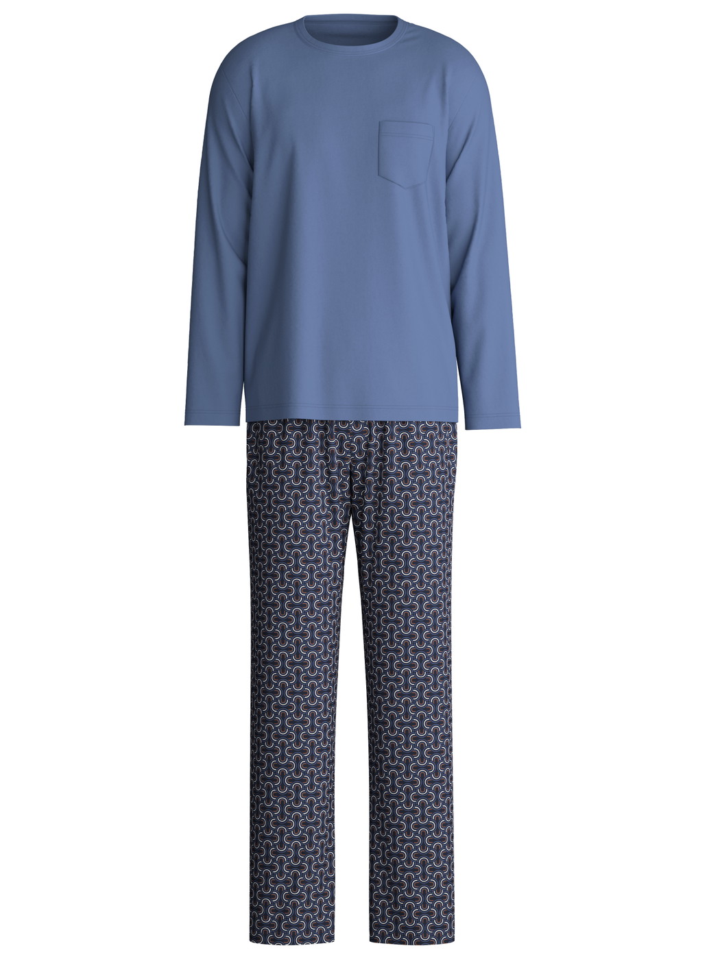 Uomo - Pigiami, lunghi in 100% cotone di colore Blu, Modello, della serie Relax Imprint 1 di CALIDA