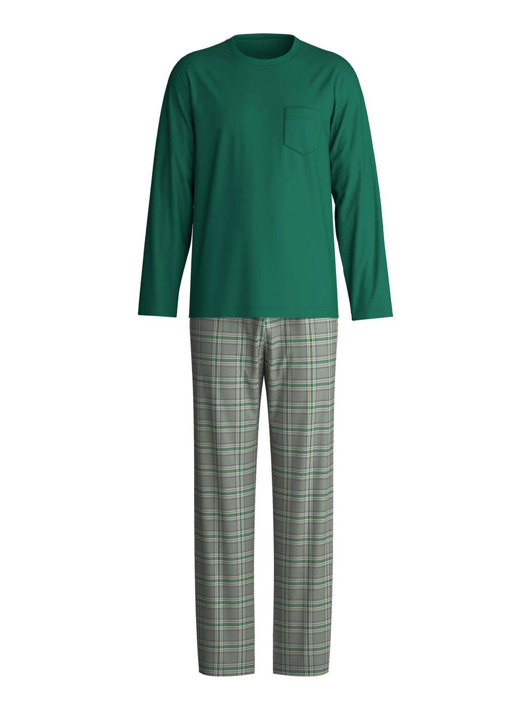 Uomo - Pigiami, lunghi in 100% cotone di colore Verde, A scacchi, della serie Relax Imprint 2 di CALIDA