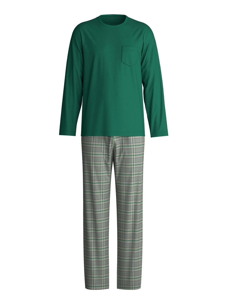 Herren - Pyjama, lang aus 100% Baumwolle in Grün, Kariert aus Serie Relax Imprint 2 von CALIDA
