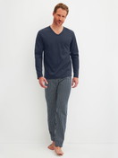 Men model is wearing Pyjamas, long made of 100% Cotton in Blue, Striped from the Cotton Special series by CALIDA, Front view
