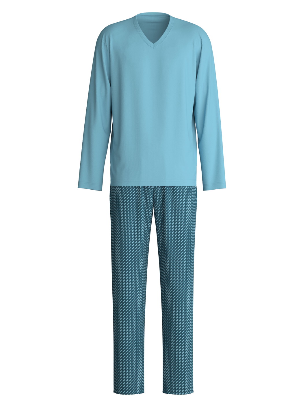 Uomo - Pigiami, lunghi in 100% cotone di colore Blu, Modello, della serie Cotton Special di CALIDA