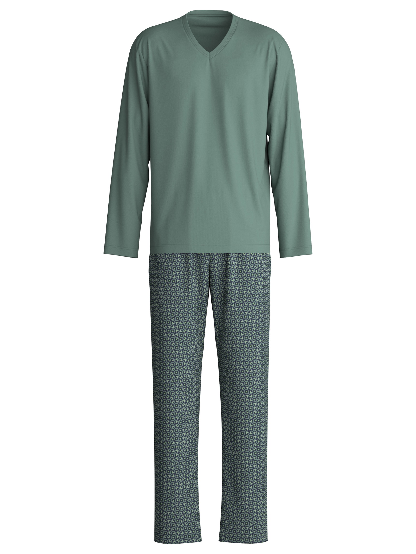 Uomo - Pigiami, lunghi in 100% cotone di colore Verde, Modello, della serie Cotton Special di CALIDA