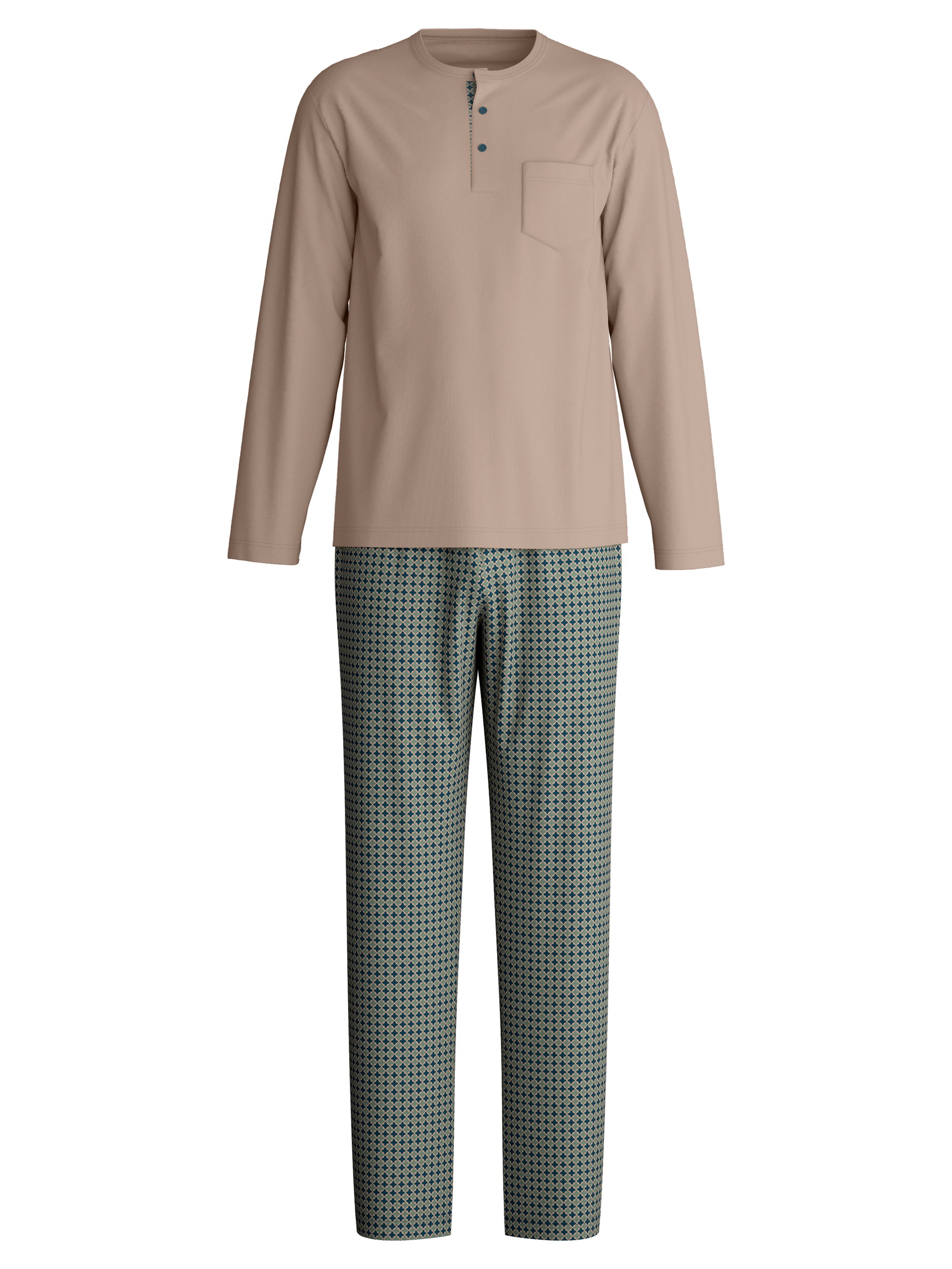 Herren - Pyjama, lang aus 100% Baumwolle in Blau, Gemustert aus Serie Relax Choice 1 von CALIDA
