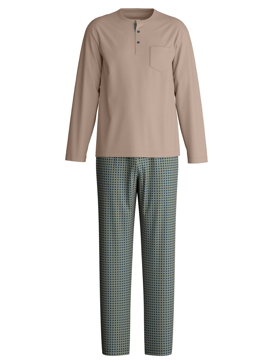 Herren - Pyjama, lang aus 100% Baumwolle in Blau, Gemustert aus Serie Relax Choice 1 von CALIDA